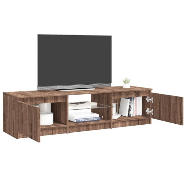 TV-bänk med LED-belysning brun ek 140x40x35,5 cm - TV-bänk - TV-bänkar - Home & Living