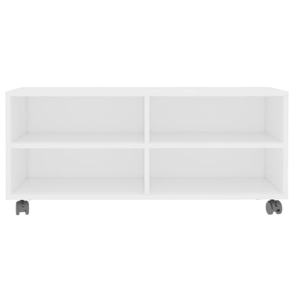Tv-bord med hjul 90x35x35 cm konstrueret træ hvid - Tv-skab - Tv-skabe - Home & Living