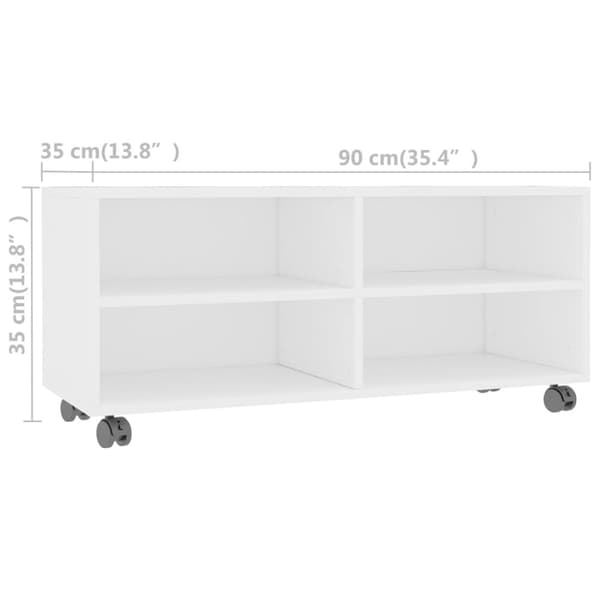 Tv-bord med hjul 90x35x35 cm konstrueret træ hvid - Tv-skab - Tv-skabe - Home & Living