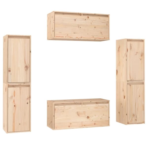 Tv-skabe 6 dele massivt fyrretræ - Tv-skab - Tv-skabe - Home & Living