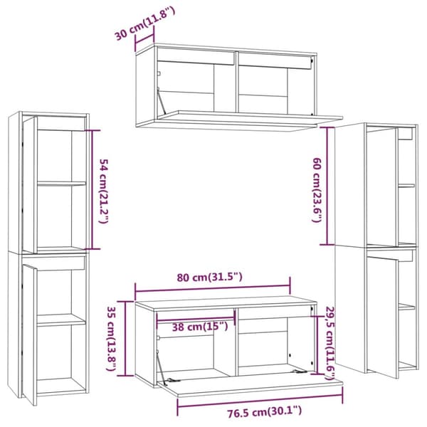 Tv-skabe 6 dele massivt fyrretræ - Tv-skab - Tv-skabe - Home & Living
