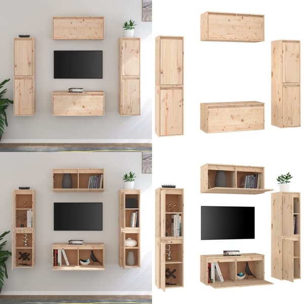 Tv-skabe 6 dele massivt fyrretræ - Tv-skab - Tv-skabe - Home & Living