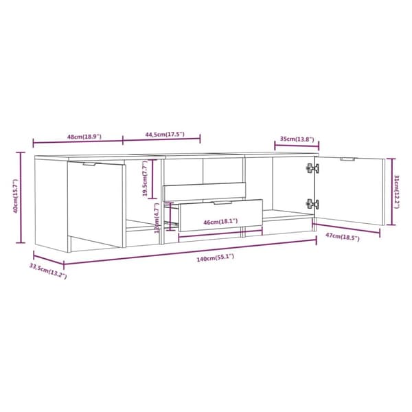 TV-taso harmaa Sonoma 140x35x40 cm tekninen puu - TV-taso - TV-tasot - Home & Living