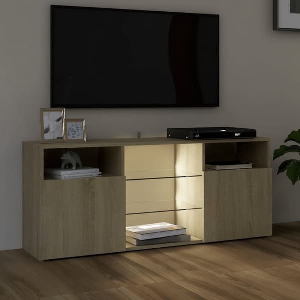 Tv-bord med LED-lys 120x30x50 cm sonoma-eg - Tv-skab - Tv-skabe - Home & Living