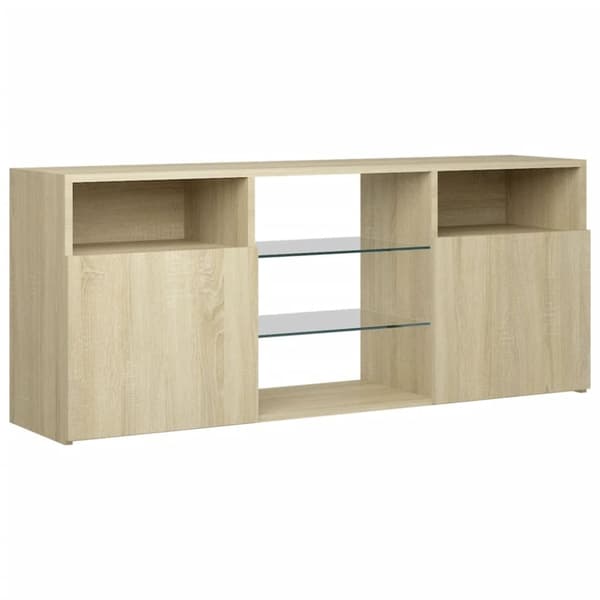 Tv-bord med LED-lys 120x30x50 cm sonoma-eg - Tv-skab - Tv-skabe - Home & Living