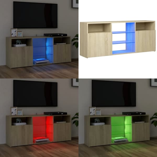 Tv-bord med LED-lys 120x30x50 cm sonoma-eg - Tv-skab - Tv-skabe - Home & Living