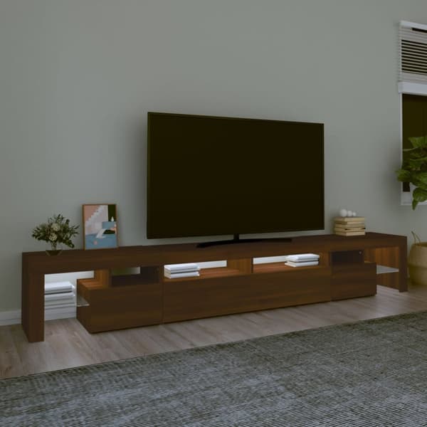Tv-bänk med LED-belysning brun ek 260x36,5x40 cm - TV-bänk - TV-bänkar - Home & Living