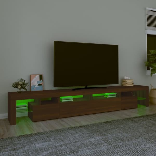 Tv-bänk med LED-belysning brun ek 260x36,5x40 cm - TV-bänk - TV-bänkar - Home & Living