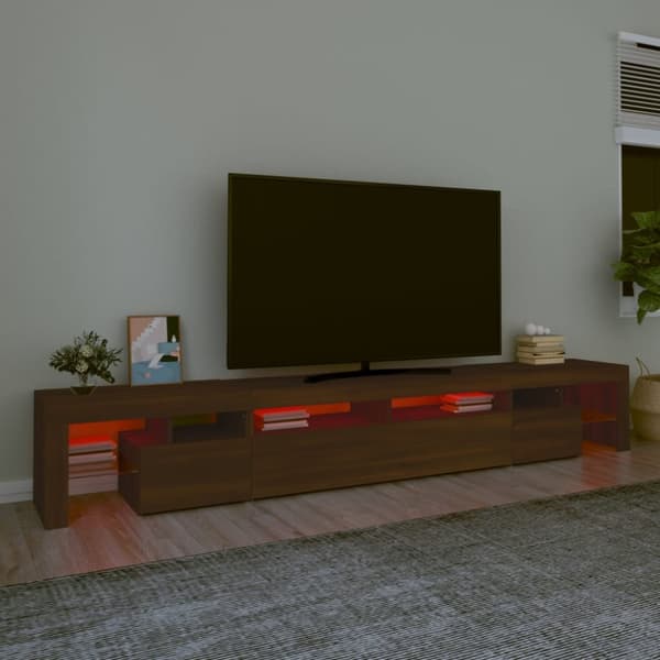 Tv-bänk med LED-belysning brun ek 260x36,5x40 cm - TV-bänk - TV-bänkar - Home & Living