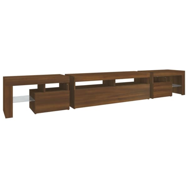 Tv-bänk med LED-belysning brun ek 260x36,5x40 cm - TV-bänk - TV-bänkar - Home & Living
