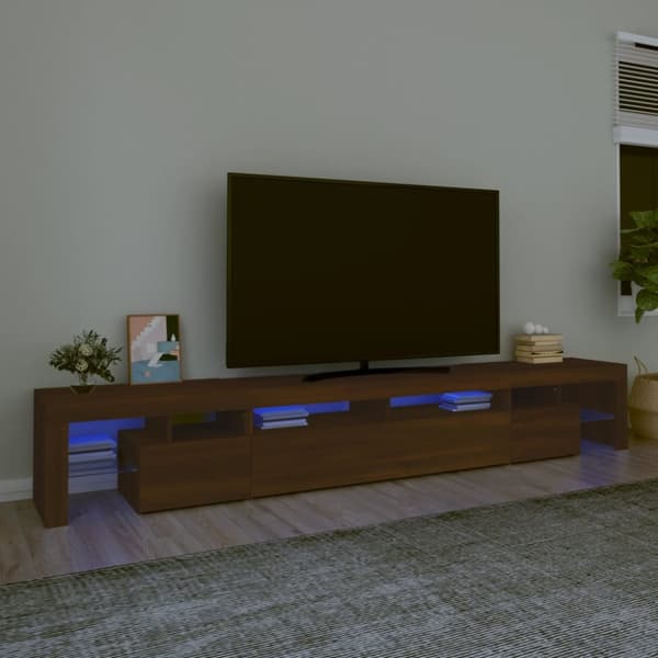 Tv-bänk med LED-belysning brun ek 260x36,5x40 cm - TV-bänk - TV-bänkar - Home & Living