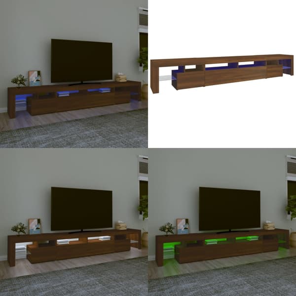 Tv-bänk med LED-belysning brun ek 260x36,5x40 cm - TV-bänk - TV-bänkar - Home & Living