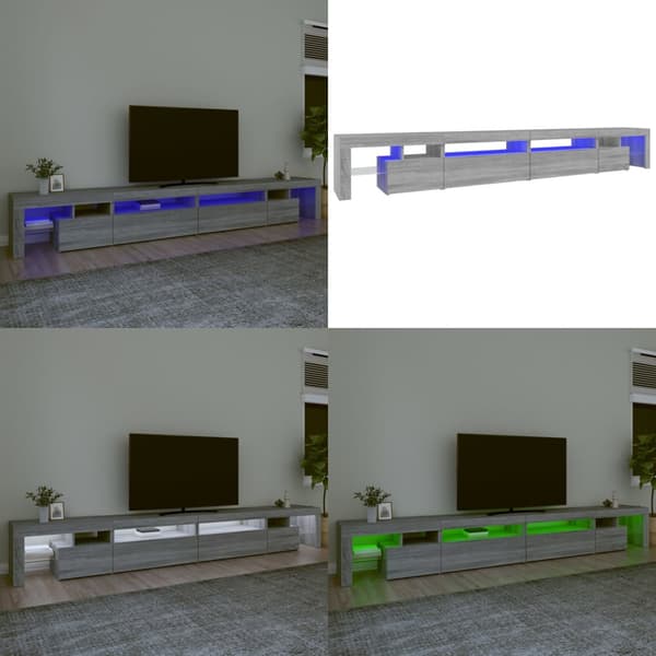 Tv-bord med LED-lys 290x36,5x40 cm grå sonoma-eg - Tv-skab - Tv-skabe - Home & Living