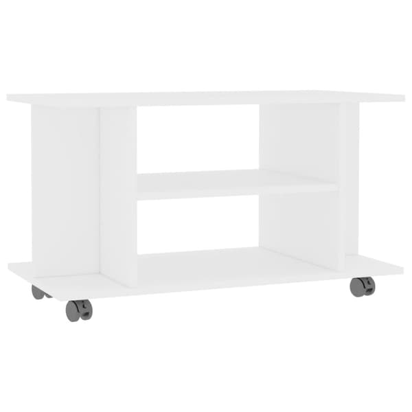 TV-taso rullapyörillä valkoinen 80x40x45 cm tekninen puu - TV-taso - TV-tasot - Home & Living