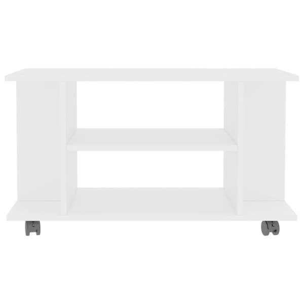 TV-taso rullapyörillä valkoinen 80x40x45 cm tekninen puu - TV-taso - TV-tasot - Home & Living