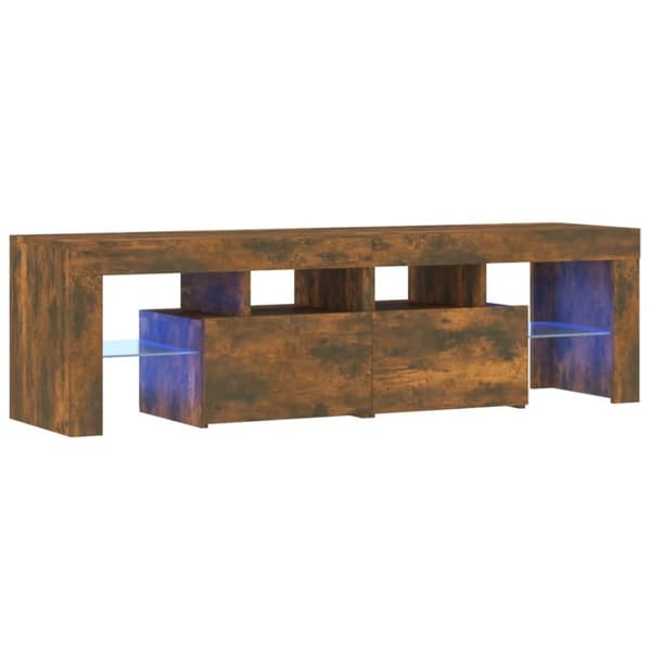 Tv-bänk med LED-belysning rökfägrad ek 140x36,5x40 cm - TV-bänk - TV-bänkar - Home & Living