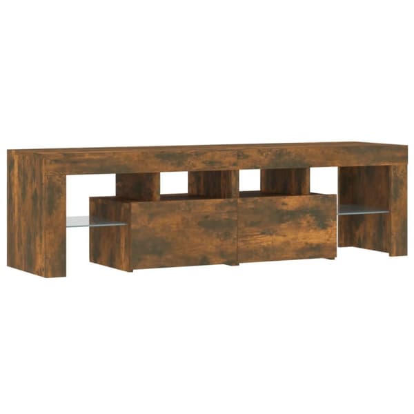 Tv-bänk med LED-belysning rökfägrad ek 140x36,5x40 cm - TV-bänk - TV-bänkar - Home & Living