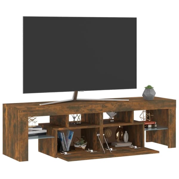 Tv-bänk med LED-belysning rökfägrad ek 140x36,5x40 cm - TV-bänk - TV-bänkar - Home & Living