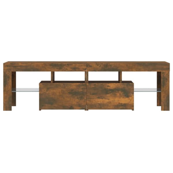 Tv-bänk med LED-belysning rökfägrad ek 140x36,5x40 cm - TV-bänk - TV-bänkar - Home & Living