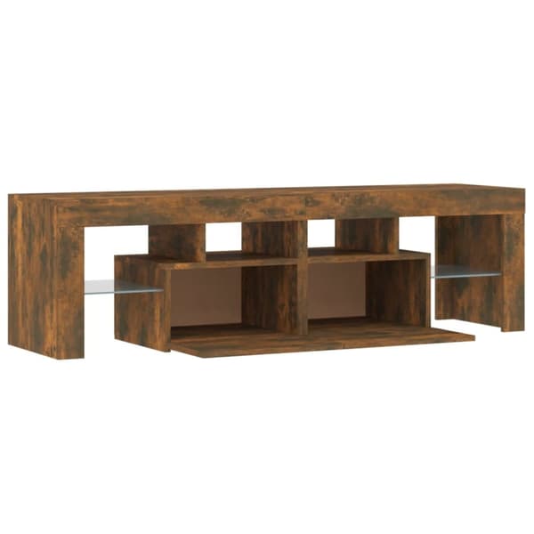 Tv-bänk med LED-belysning rökfägrad ek 140x36,5x40 cm - TV-bänk - TV-bänkar - Home & Living