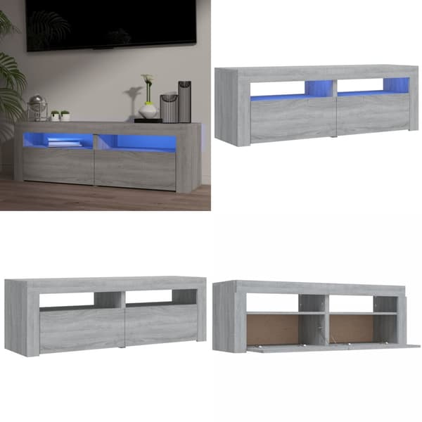Tv-bord med LED-lys 120x35x40 cm grå sonoma-eg - Tv-skab - Tv-skabe - Home & Living