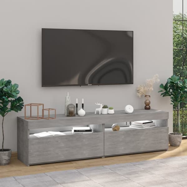 TV-tasot 2 kpl LED-valoilla betoninharmaa 75x35x40 cm - TV-taso - TV-taso - Home & Living