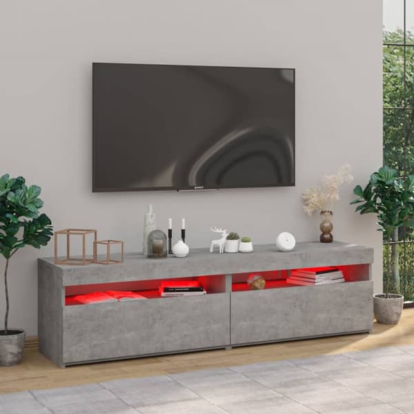 TV-tasot 2 kpl LED-valoilla betoninharmaa 75x35x40 cm - TV-taso - TV-taso - Home & Living