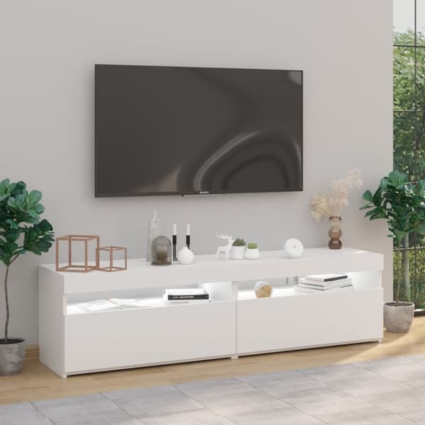 Tv-bänkar med LED-belysning 2 st vit 75x35x40 cm - TV-bänk - TV-bänkar - Home & Living