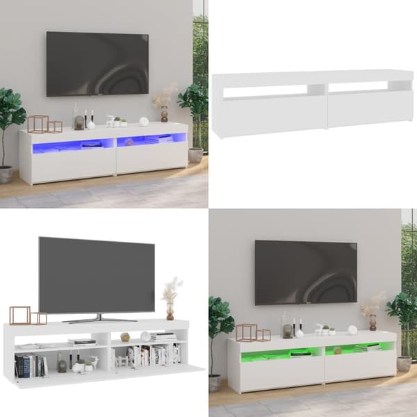 Tv-bänkar med LED-belysning 2 st vit 75x35x40 cm - TV-bänk - TV-bänkar - Home & Living