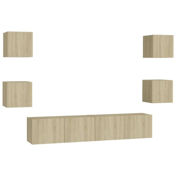Tv-skabe 6 dele spånplade sonoma-eg - Tv-skab - Tv-skabe - Home & Living