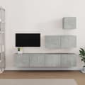 Miniatyrbillede 2 af 8: Tv-skabssæt 4 dele konstrueret træ betongrå - Tv-skab - Tv-skabe - Home & Living