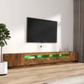Miniatyrbild 5 av 11: TV-skåp 3 delar med LED rökfärgad ek konstruerat trä - TV-bänk - TV-bänkar - Home & Living