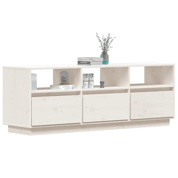 Tv-bord 140x37x50 cm massivt fyrretræ hvid - Tv-bord - Tv-borde - Home & Living