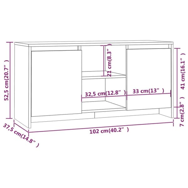TV-bänk sonoma-ek 102x37,5x52,5 cm spånskiva - TV-skåp - TV-bänk - Home & Living