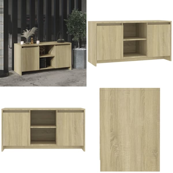 TV-bänk sonoma-ek 102x37,5x52,5 cm spånskiva - TV-skåp - TV-bänk - Home & Living