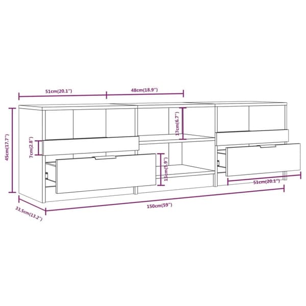 Tv-bänk sonoma-ek 150x33,5x45 cm konstruerat trä - Tv-bänk - Tv-bänkar - Home & Living