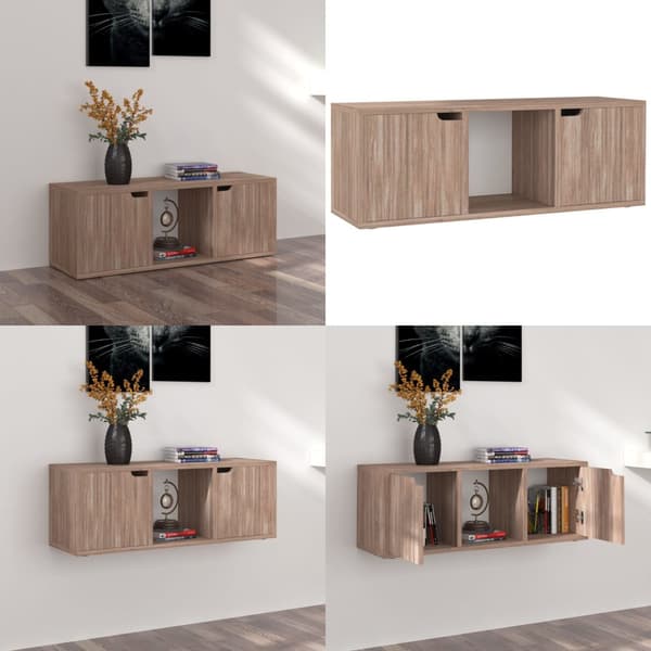 TV-bänk grå sonoma-ek 88,5x27,5x30,5 cm spånskiva - Tvbänk - Tvbänkar - Home & Living