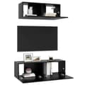Miniatyrbild 4 av 8: Tv-skåp 2 delar svart konstruerat trä - TV-skåp - Hängande TV-skåp - Home & Living