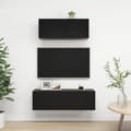Miniatyrbild 2 av 8: Tv-skåp 2 delar svart konstruerat trä - TV-skåp - Hängande TV-skåp - Home & Living
