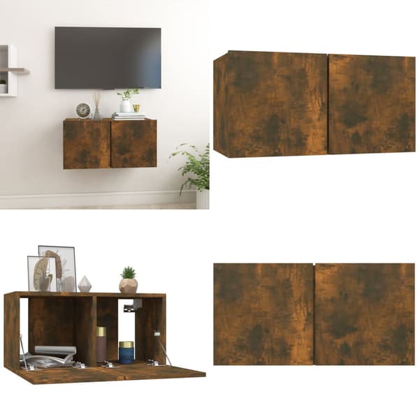 Væghængt tv-skab 60x30x30 cm konstrueret træ røget egetræsfarve - Tv-skab - Tv-skabe - Home & Living