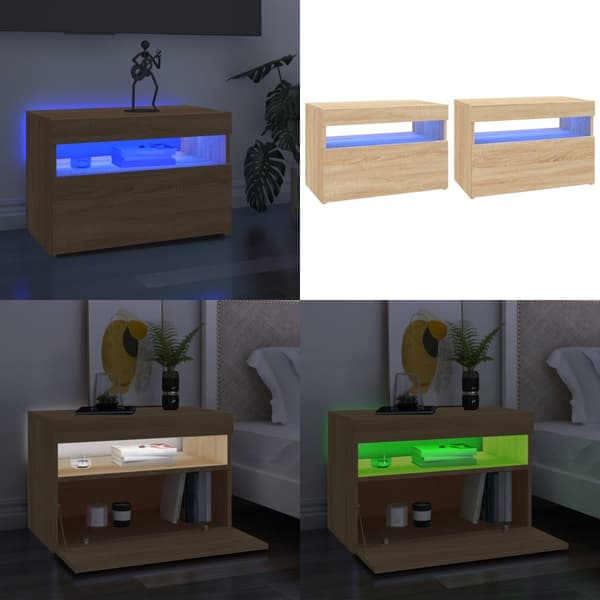 Tv-borde med LED-lys 2 stk. 60x35x40 cm sonoma-eg - Tv-skab - Tv-skabe - Home & Living