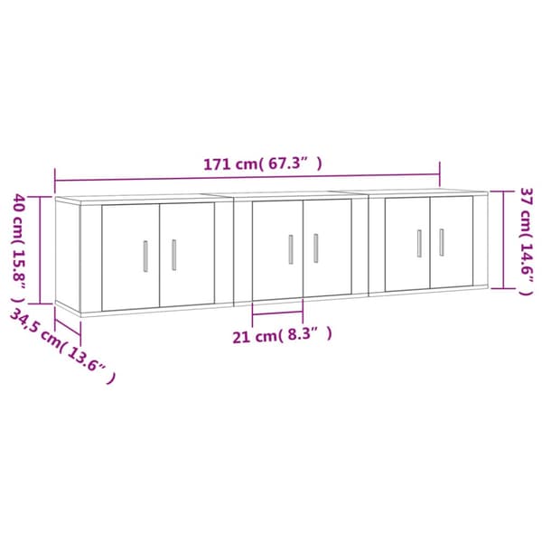 Væghængte tv-skabe 3 stk. 57x34,5x40 cm sort - Væghængt Tv-skab - Væghængte Tv-skabe - Home & Living