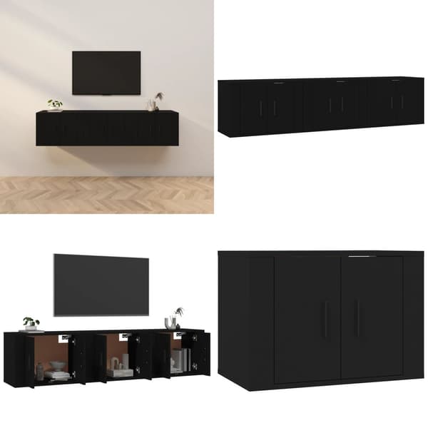 Væghængte tv-skabe 3 stk. 57x34,5x40 cm sort - Væghængt Tv-skab - Væghængte Tv-skabe - Home & Living