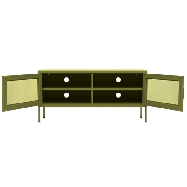 Tv-bänk olivgrön 105x35x50 cm stål - TV-skåp - Hifi -skåp - Home & Living
