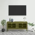 Miniatyrbild 2 av 11: Tv-bänk olivgrön 105x35x50 cm stål - TV-skåp - Hifi -skåp - Home & Living