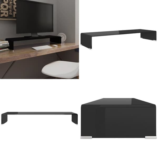 TV-stander/monitorstand sort glas 90x30x13 cm - Tv-stativ - Tv-stativer - Home & Living