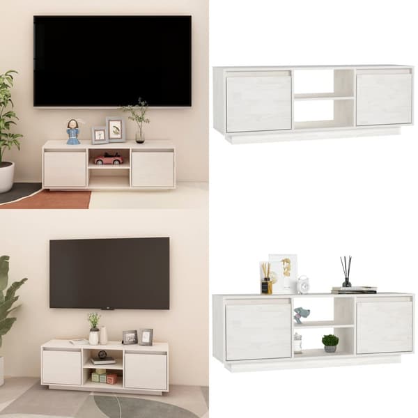 TV-bänk vit 110x30x40 cm massiv furu - TV-bänk - Tv-bänkar - Home & Living