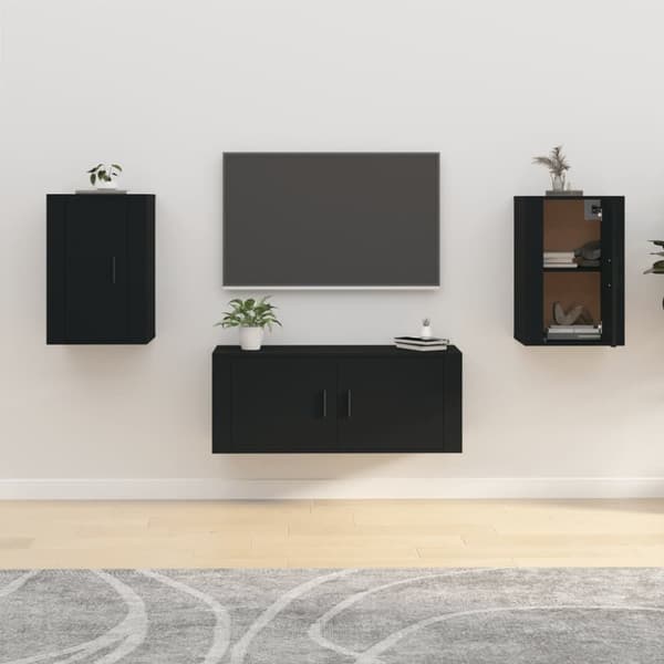 Väggmonterade tv-skåp 2 st svart 40x34,5x60 cm - Tv-bänk - Tv-bänkar - Home & Living