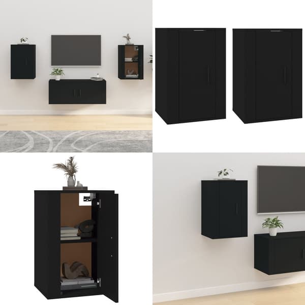 Väggmonterade tv-skåp 2 st svart 40x34,5x60 cm - Tv-bänk - Tv-bänkar - Home & Living