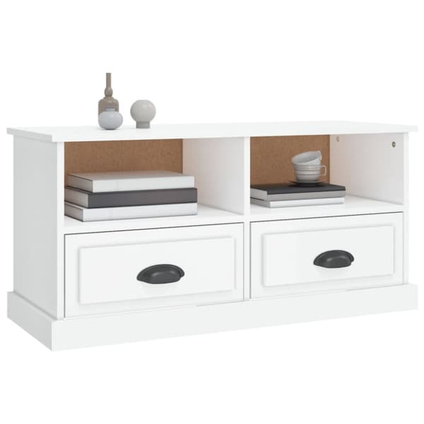 Tv-bord 93x35,5x45 cm konstrueret træ hvid højglans - Tv-skab - Tv-skabe - Home & Living